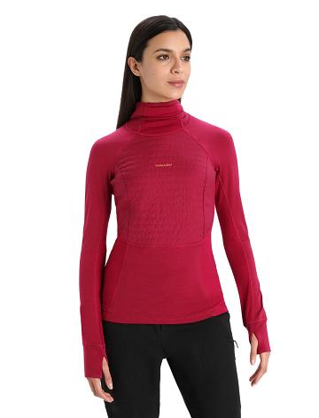 Cherry Icebreaker ZoneKnit™ Merino Insulated Long Sleeve Hoodie Women's One Piece & Sets | AU 1801RVDW